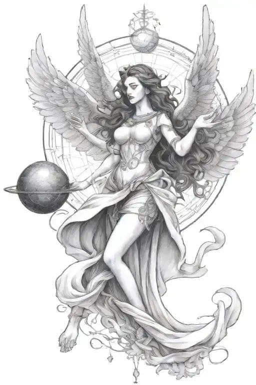 Female Angel Hovering 10 Feet Above A Complex Sigil Summoning Souls From The Ether Scorpio Theme