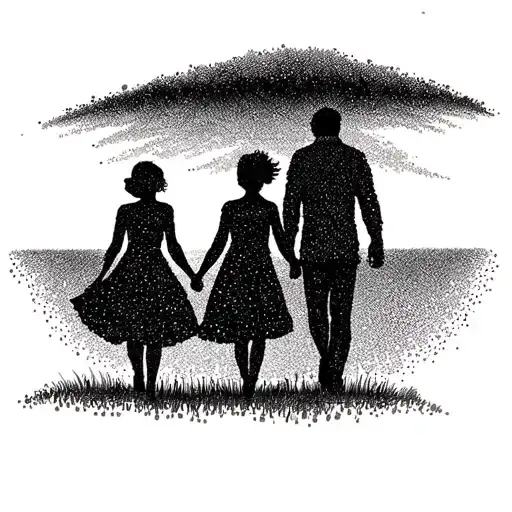 Father Mother Daughter Walking