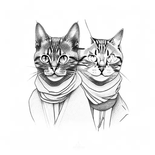 Two Cat Faces On An Infinity Symbol