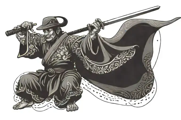 The De Kimono Holding A Katana