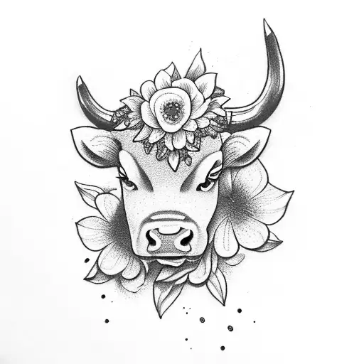Bull With Flowers