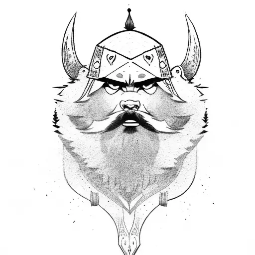 Bearded Viking With Wolf Hood