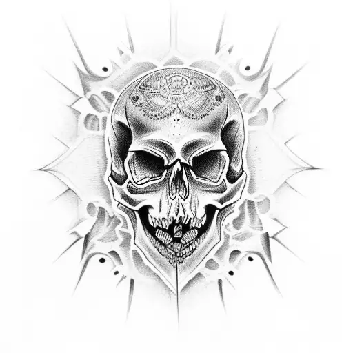 Skull With Sunset And River