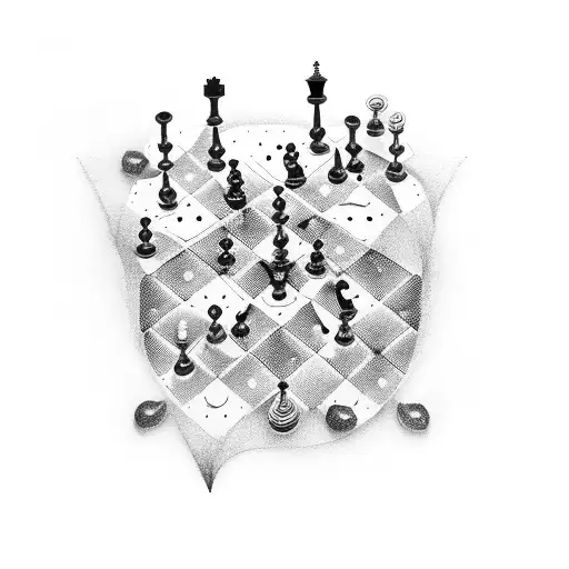 A Chessboard With Game Pieces Representing Different Musical Instruments