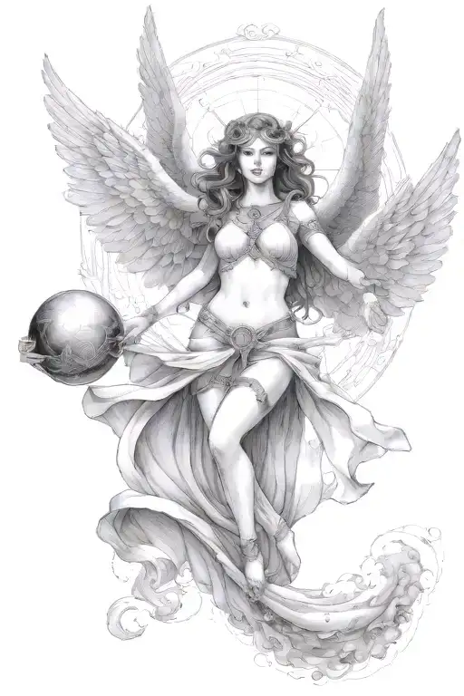 Female Angel Hovering 10 Feet Above A Complex Sigil Summoning Souls From The Ether Scorpio Theme