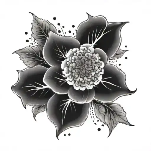 A Dotwork Tattoo Of A Blooming Flower Garden Representing The Client's Love For Nature And Family