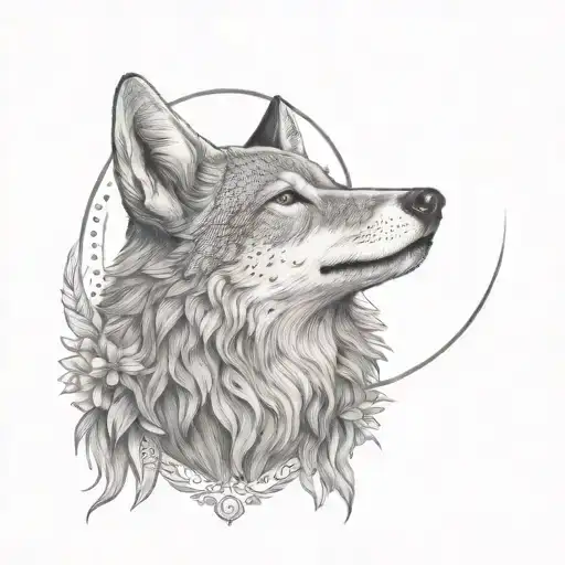 Eidelweiss Moon And Seated Coyote