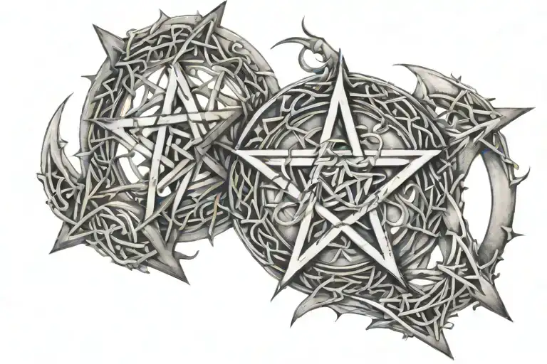 A Pentagram Made Of Intertwined Brsnches With Crystal Accents