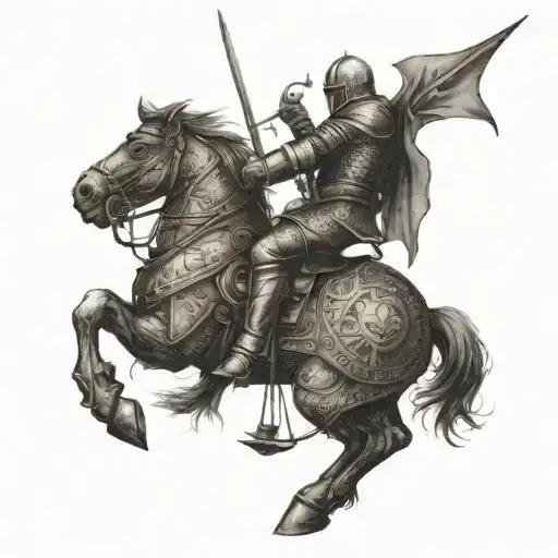 A Medieval Knight Riding A Mechanical Horse Into Battle