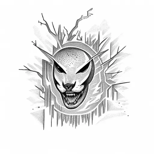 A Lightning Bolt Piercing Through A Dense Forest