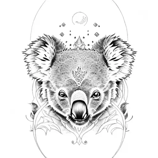 Koala And Dragon And Moon