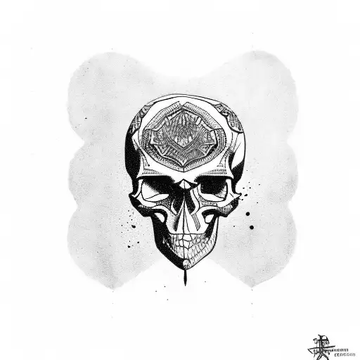 Skull Made Out Of Manic Lines