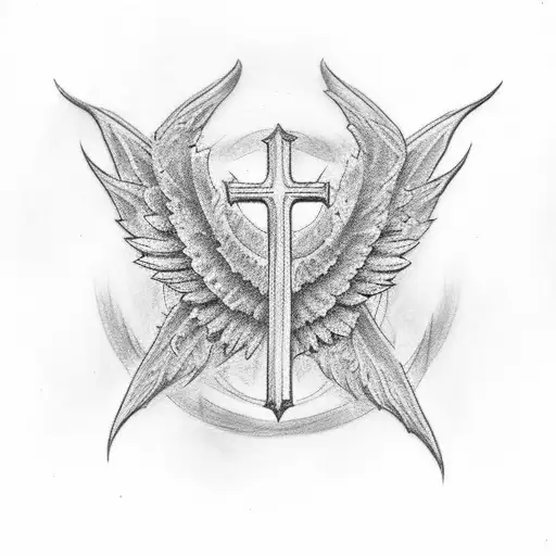 Christian Cross Thorn Wings Small