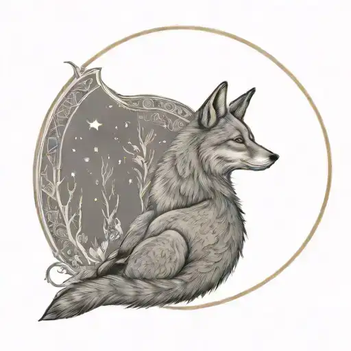 Eidelweiss Moon And Seated Coyote