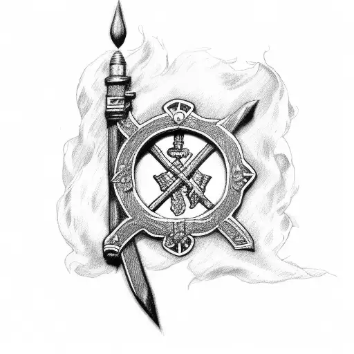 Scottish Flag On Gothic Arrow With Scottish Rose