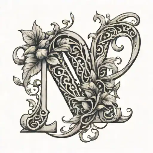 Vines Wrapped Together Letter N And B Letters With A Little Heart Simple But Classic