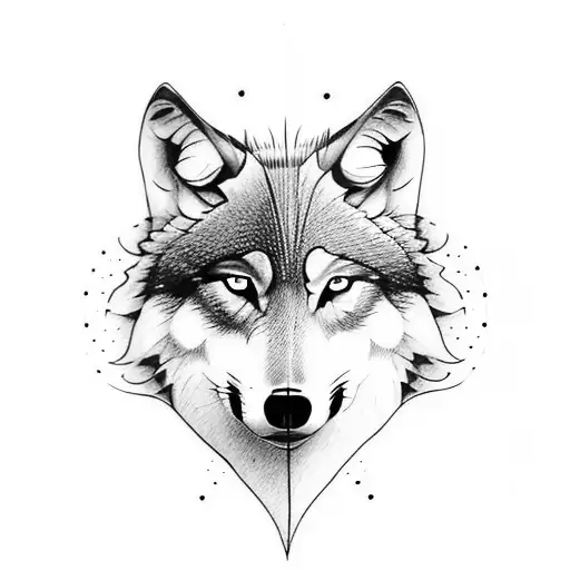 Wolf Wiht Blue Eyes Half Face Hiden