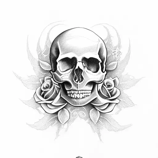 Skull Roses Time Angel