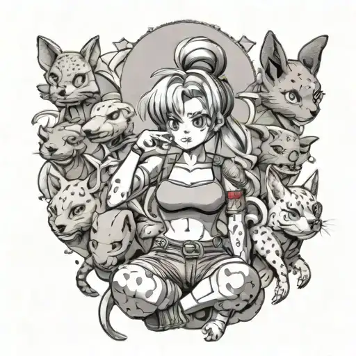 Bulma From Dragon Ball Z Surrounded By Her Favorite Animals