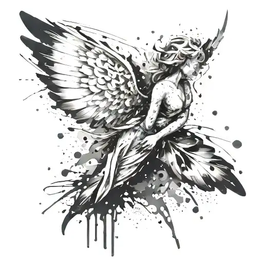 An Abstract Tattoo Inspired By Paint Splodges And Angels
