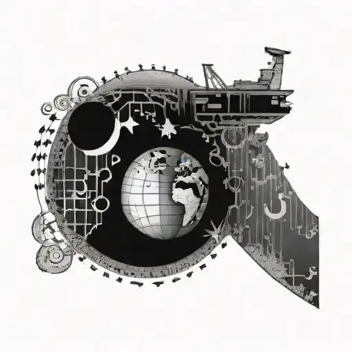 A Tattoo Combining A Globe Symbolizing Traveling With A Stack Of Money And A Music Note