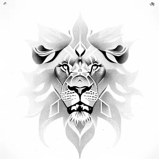 Lion Whit African Symbols