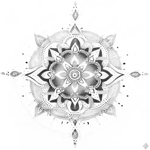 A Dotwork Mandala With Symbols Representing Faith And Spirituality