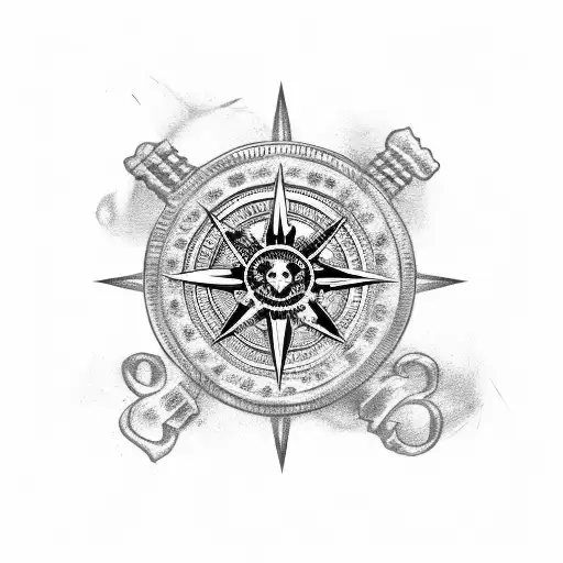 Pirate Coin With Skull And Compass