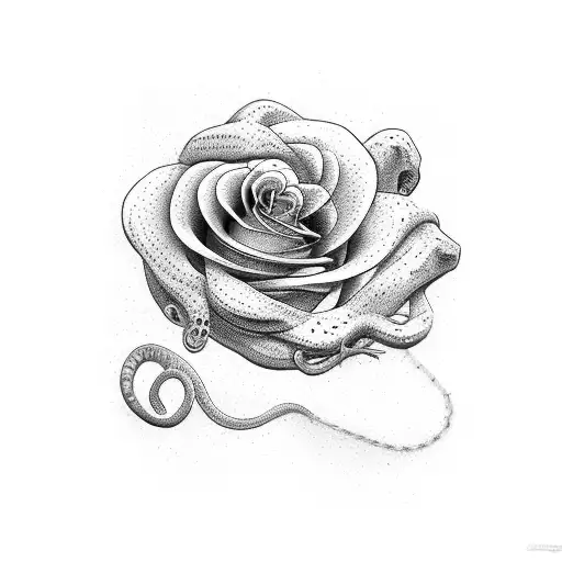 Snake And Roses Realista