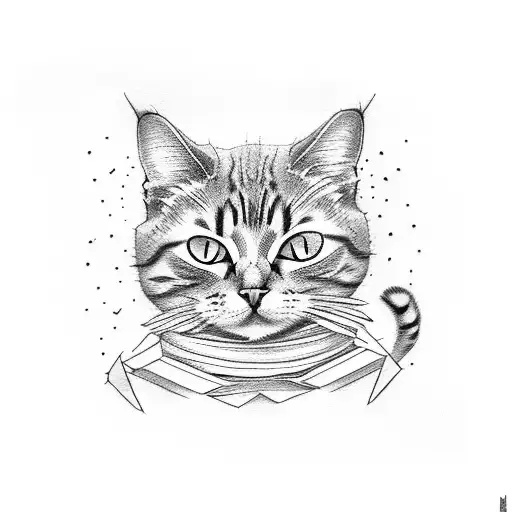 Simple Cat Tattoo With The Combination Of The Letter S