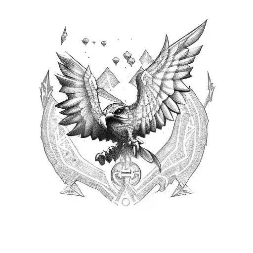 A Mailman Heroically Riding A Hawk Through A Zelda-inspired Landscape