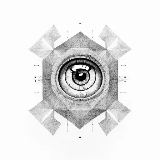 An Eye That Is Encompassed By A Geometric Shape With Roman Numerals For Each Edge Of The Shape