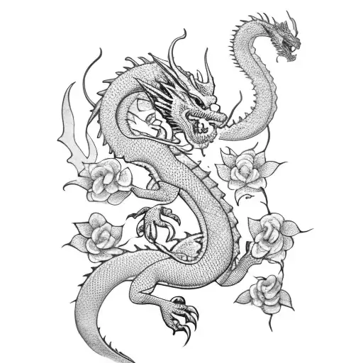 Dragon With Roses