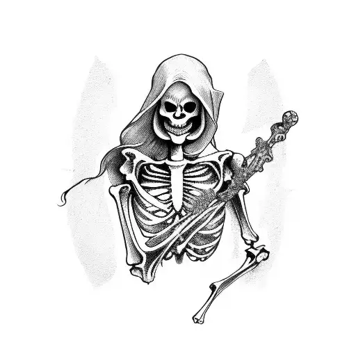 Skeleton Woman Tarot Card