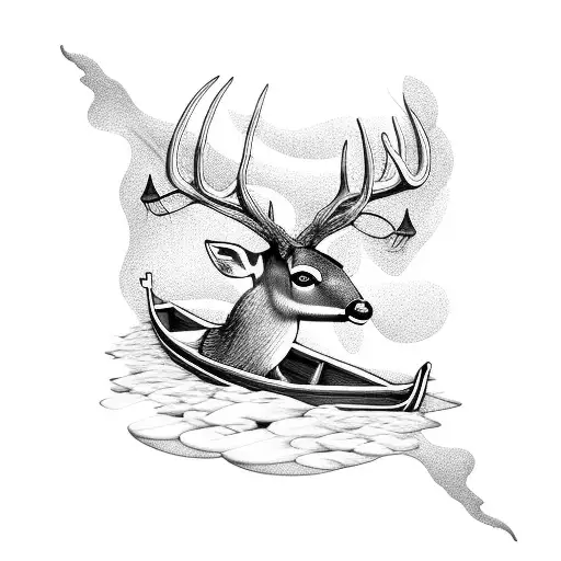 Deer With A Boat And A Helicopter And A Fish