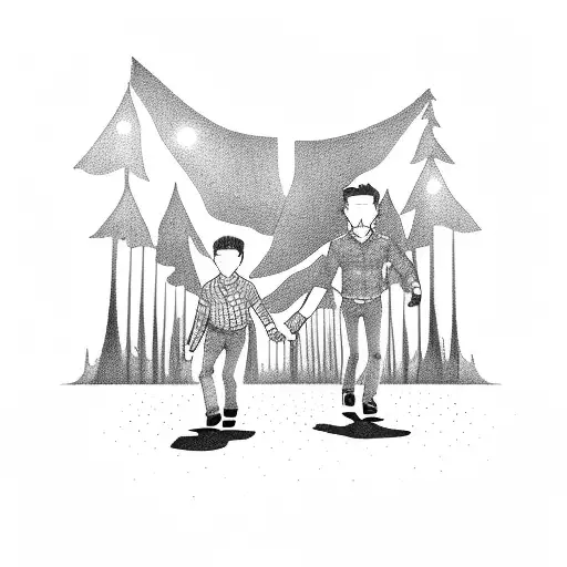 Father And Son Holding Hands Walking Towards Chevy Silverado