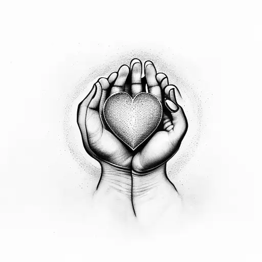 Heart With A Big Black Hand Reaching For A Smaller White Hand But Not Touching