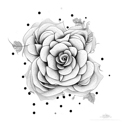 Long Flower With Dots Around And Fine Line