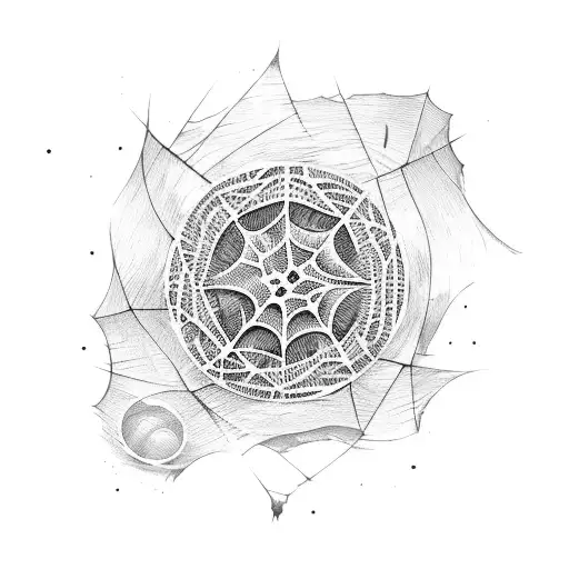 Torn And Floating Cobweb In The Shape Of A Circle