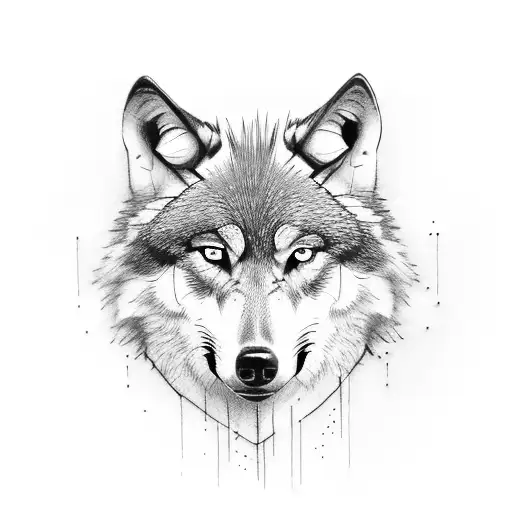 Wolf Wiht Blue Eyes Half Face Hiden