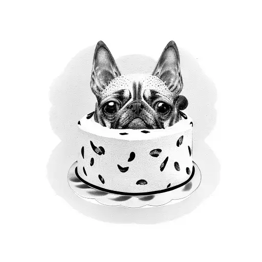 A Cake Slice With A Dog Paw Print Design On Top