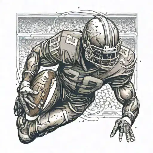 A Football Player Scoring A Winning Touchdown With Intricate Dotwork Details