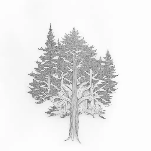 Cedar Redwood And Oak Tree