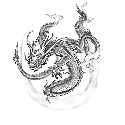 Dragon With Flame