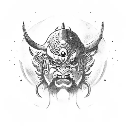 Oni Mask On Samurai