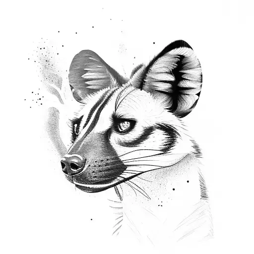 African Wild Dog With Mopani Tree