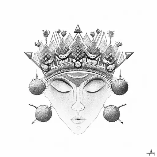 A Tribal-inspired Crown Made Of Intricate Dotwork