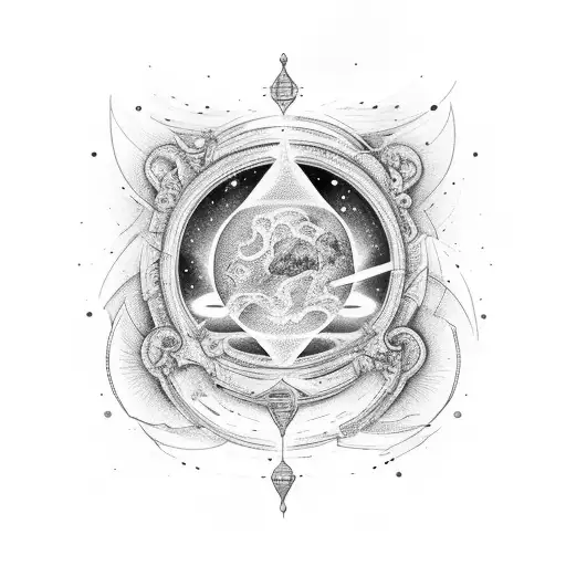 An Hourglass That Runs Where The Upper Half Is A Galaxy