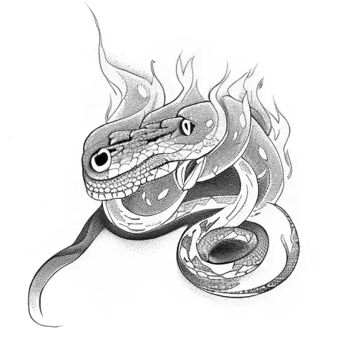 Redwood Forest And Snake And Flames