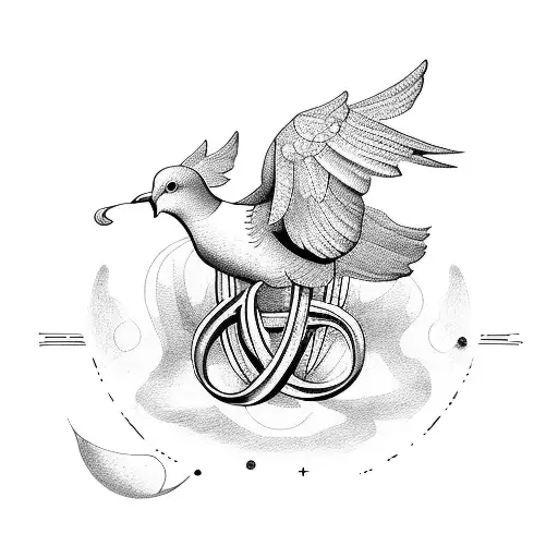Infinity Symbol With Dove And Peonies